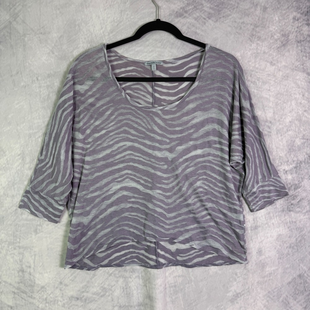 vtg y2k Charlotte‎ Russe Women's Top sz M Purple Zebra Print indie cyber rave